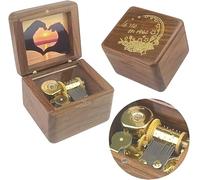 Sinzyo boîte à musique en bois naturel avec photo personnalisable Noël, anniversaire, Saint Valentin cadeau(Noyer caractère, Mélodie:La Vie en Rose)