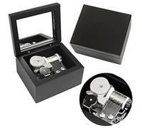 Sinzyo Davy Jones Boîte à musique Vintage mécanisme en bois boîte à musique cadeau de Noël (Boîte en bois noir avec miroir)