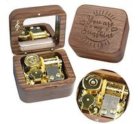 Sinzyo You are My Sunshine Boîte à musique Vintage mécanisme en bois boîte à musique cadeau de Noël (Boîte en noyer Musical Note)