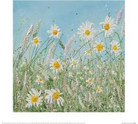 Siobhan McEvoy - Poster "Meadow", marguerite PM3568 (40 cm x 40 cm) (Vert/bleu ciel/blanc)