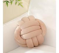 Sioloc Coussin Rond en Peluche noué à la Main, Doux, pour décoration d'intérieur, 34 cm, Beige