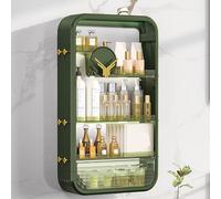 SIONDSTS Étagère de Salle de Bain à Plusieurs Niveaux, Support Mural de Rangement avec Compartiments Ouverts, étagère Flottante pour cosmétiques avec Grande capacité,Vert,Large