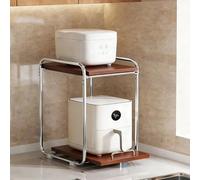 SIONDSTS Support de Micro-Ondes escamotable, étagère de Rangement multifonctionnelle, Four et Petits appareils avec Rangement, étagères de Rangement pour Plan de Travail de Cuisine,Marron,35cm