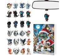 Sionhiuo 2025 Calendrier de l'Avent de Noël - Calendrier De L'Avent Avec 24 Ornements Dragon - Accessoires De Scène Saisonniers Plats 2D - Pour Amis Étudiants Adolescents Adultes Famille