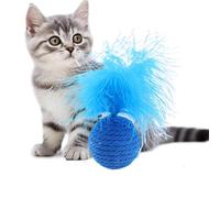 Sionhiuo Balle pour Chat avec Plume, Jouet en Plumes de Chat | Jouets interactifs pour Chaton,Jouet résistant aux morsures pour Chat, Boule de Plumes, Jouets avec Plumes pour Chats et Animaux de