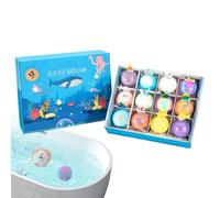 Sionhiuo Billes Moussantes Bain, Set de 12 pièces avec motifs d'animaux marins, nettoyant corporel relaxant, Boule de sel de douche, Soins Bien-être Maison Voyage Hôtel