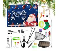 Sionhiuo Calendrier de l'Avent Pêche Noël | Calendrier De L'avent Noël 24 Jours Appâts De Pêche | Porte-Canne Pince à Lèvres Leurres pour Eau Salée Eau Douce - Père Grand-Père Adulte
