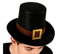 Sionhiuo Chapeaux de pèlerin | Costume de jour de dinde avec boucle dorée - Accessoire rétro en feutre pour costumes | Pour adolescents, hommes, femmes, adultes, cosplay, spectacles scolaires, séances
