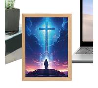 Sionhiuo Lumière Peinture Jésus,Veilleuse Inspirante de Jésus | Décoration Religieuse Chrétienne LED pour Maison Église Salon Chambre Noël Anniversaire Cadeau Femmes Hommes