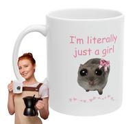 Sionhiuo Mug humoristique en céramique pour hamster triste, mug « I'm Literally Just A Girl » - Tasse en céramique blanche - 325 ml - Motif nœud papillon amusant
