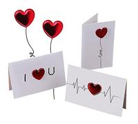 SIOPPKIK 3PCS Carte De Saint Valentin,Carte de voeux coeur d'amour,Cartes de Voeux Amour Faites à la Main Avec une Enveloppe,Carte Anniversaire Marriage pour Saint-Valentin Anniversaire Noël Nouvel An
