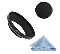 SIOTI Grand Angle Métal Pare-Soleil avec Chiffon de Nettoyage et Capuchon d'objectif Compatible avec Leica/Fuji/Nikon/Canon/Samsung lentille à Filetage Standard