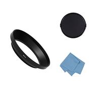 Sioti Pare-soleil en métal pour objectif d’appareil photo grand angle + chiffon de nettoyage + cache d’objectif à filetage standard pour Nikon Canon Sony Fuji Pentax Samsung Leica