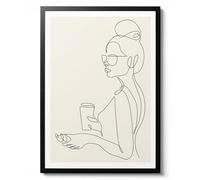 Sip of Sophistication, Collection Boho, Art linéaire, portrait minimaliste, décoration murale, idée cadeau, impression, affiche, archivage mat, A1 (encadré) - 84,1 x 59,4 cm