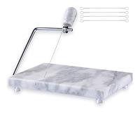 SIPARUI Trancheuse à fromage, très résistante, 12,7 x 20,3 cm, planche à découper en marbre poli pour couper des fromages, du beurre, de la viande, d'autres amuse-bouches (blanc gris)