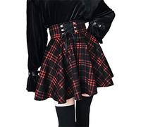 SIPEIEN Dames Plaid Une ligneJupe Gothique Taille Haute Short évasé plissé Mini Patineur Jupe