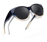 SIPHEW Lunettes de soleil polarisées pour homme et femme - Grandes lunettes pour porteurs de lunettes avec protection UV400 - Forme ronde compatible avec les lunettes normales, A01 - Le bleu va