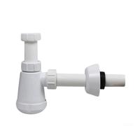 Siphon à bouteille en plastique blanc avec raccord G1-1/4 pour lavabo, siphon flexible avec joint anti-odeur et ouverture facile à nettoyer pour l'évacuation de l'évier de salle de bain