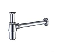 Siphon à bouteille pour évier en laiton chromé avec tuyau réglable | Tuyau d'évacuation de plomberie chromé brillant, joint fileté anti-fuite pour lavabo de salle de bain
