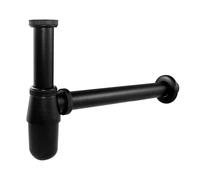Siphon à bouteille rond pour lavabo et lavabo - Hauteur réglable - 1 1/4 x 32 mm - Siphon universel noir - Siphon anti-odeurs réglable en hauteur et sortie - Tube de vidange de plomberie pour lavabo