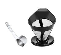 Siphon à café en acier inoxydable avec cuillère doseuse - Filtre à café - Entonnoir en maille - Convient pour tamis de machine