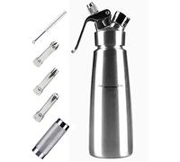 Siphon à Crème Fouettée Professionnel en 304 acier inoxydable 0,5 L avec 3 Douilles Décoratives (N20 non inclus)