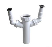 Siphon à double sortie de 3,8 cm, entrée de 3,8 cm, siphon de vidange d'évier pour machine à laver, lave-vaisselle