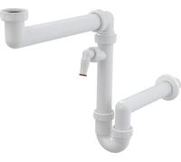 Siphon à encombrement réduit Alcadrain pour éviers avec un raccord pour appareil et un écrou-raccord 6/4