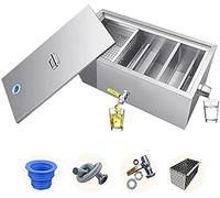 Siphon à graisse en acier inoxydable avec cloisons amovibles - Séparateur efficace d'huile-eau pour restaurant, usine et cuisine à domicile