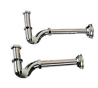 Siphon à 's' pour bidet, en laiton chromé. Sans bonde.