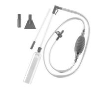 Siphon aspirateur de piscine sans fil principe avec 2 buses - Siphon transparent - Nettoyeur à main à pousser - Pour piscine, spa, baignoire - Poteau de poisson - Nettoyage/changeur d'eau - Gris long