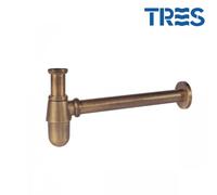 Siphon bouteille avec bouchon de visite pour lavabo laiton mat - TRES 03463430LM