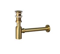Siphon bouteille, Siphon de lavabo en acier inoxydable multicolore(Brush Gold Overflow)