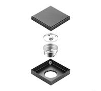 Siphon carré en acier inoxydable pour salle de bain, élimination sans effort des débris et environnement (noir 15 x 15)