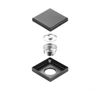 Siphon carré en acier inoxydable pour salle de bain, élimination sans effort des débris et environnement (noir, 30,5 x 30,5 cm)
