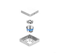 Siphon carré en acier inoxydable pour salle de bain, élimination sans effort des débris et environnement (blanc 10 x 10)