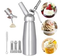 Siphon Chantilly Professionnel 500ml Siphon à Chantilly Siphons de cuisine avec 3 douilles acier inoxydable Cartouche Gaz Siphon