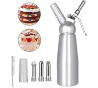 Siphon Chantilly Professionnel 500ml Syphon à Crème Chantilly en Aluminium avec 3 Douilles en Acier Inoxydable