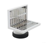 Siphon d'angle en acier inoxydable L avec sortie latérale pour zones humides, salle de bain, balcon, acier 304, convient aux tuyaux de 50 mm et 75 mm, blanc minimaliste moderne pour murs et espaces