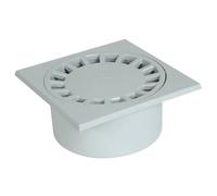 siphon de cour - 200 x 200 mm - a emboîture incorporée - sortie verticale - nicoll sc089g - gris clair