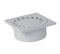 siphon de cour - 200 x 200 mm - a emboîture incorporée - sortie verticale - nicoll sc089g - gris clair