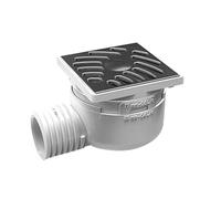 Nicoll Siphon de cours horizontal : 40/50, grille en Inox, 100x100
