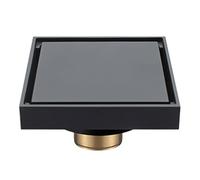 Siphon de douche carré en laiton noir 10 x 10 cm - Couvercle invisible élégant pour salle de bain et extérieur, grande capacité de débit, système d'évacuation au sol au design moderne