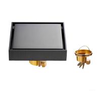 Siphon de douche linéaire en acier inoxydable avec noyau en cuivre anti-odeur pour pièce humide pour insert de carrelage Finition grise 10 x 10 cm