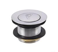 Siphon de douche pour baignoire et sol - Bonde de vidange à bouton-poussoir avec joint étanche, alliage + laiton + construction en plastique, finition argentée (1 pièce)