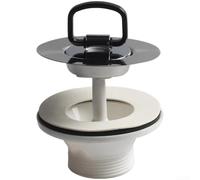 Siphon de lavabo à pousser 85 mm en acier inoxydable blanc et polypropylène pour évacuation efficace de l'eau de l'évier, double joint étanche, installation sans ruban adhésif nécessaire