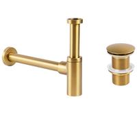 Siphon de Lavabo avec Bonde Clic Clac Laiton et Acier Inoxydable Doré Mafredi