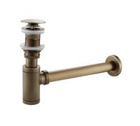 Siphon de Lavabo Basin Pop Up Drain Brass Bathroom Sink Siphon Drains Bottle Trap P-TRAP Pipe Waste Wall Drainage Kit(Color15)
