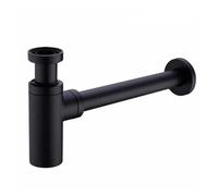 Siphon de Lavabo Brushed Drains Set Brass Siphon P-TRAP Deodorization Bathroom Vanity Basin Pipe Waste With Pop Up Drainer(Black)