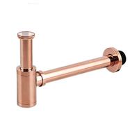 LYHYDMA Siphon de Lavabo Corps en Laiton Bassin Wast Drain Connexion Murale Plomberie P-Traps Tuyau de Lavage Piège d'évier de Salle de Bains Noir/Or brossé/Chrome.(Rose Gold)